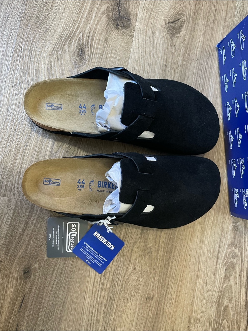 Birkenstock Black Suede Boston Clog Slip-Ons size 11m
